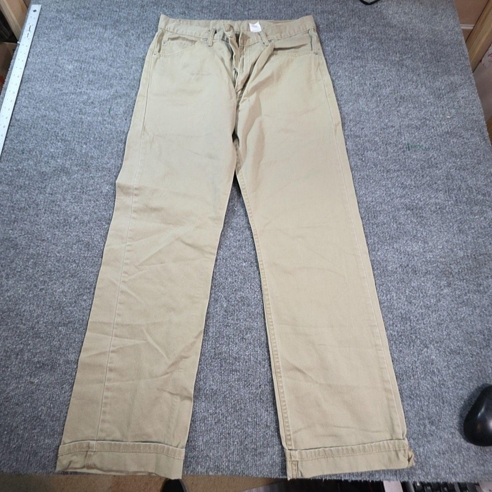 Levis 505 Jeans Mens 34x32 Beige Light Wash Regular Straight Denim Casual Pants